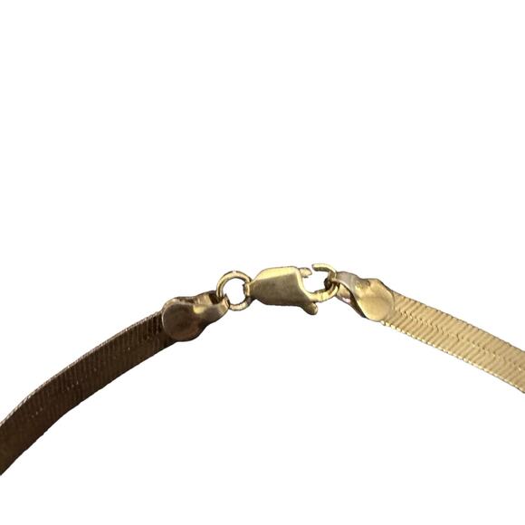 Gold Tone Simple Herringbone Necklace 19 inches Minimalist - Picture 4 of 5